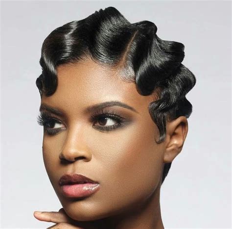 black hair finger waves with curls